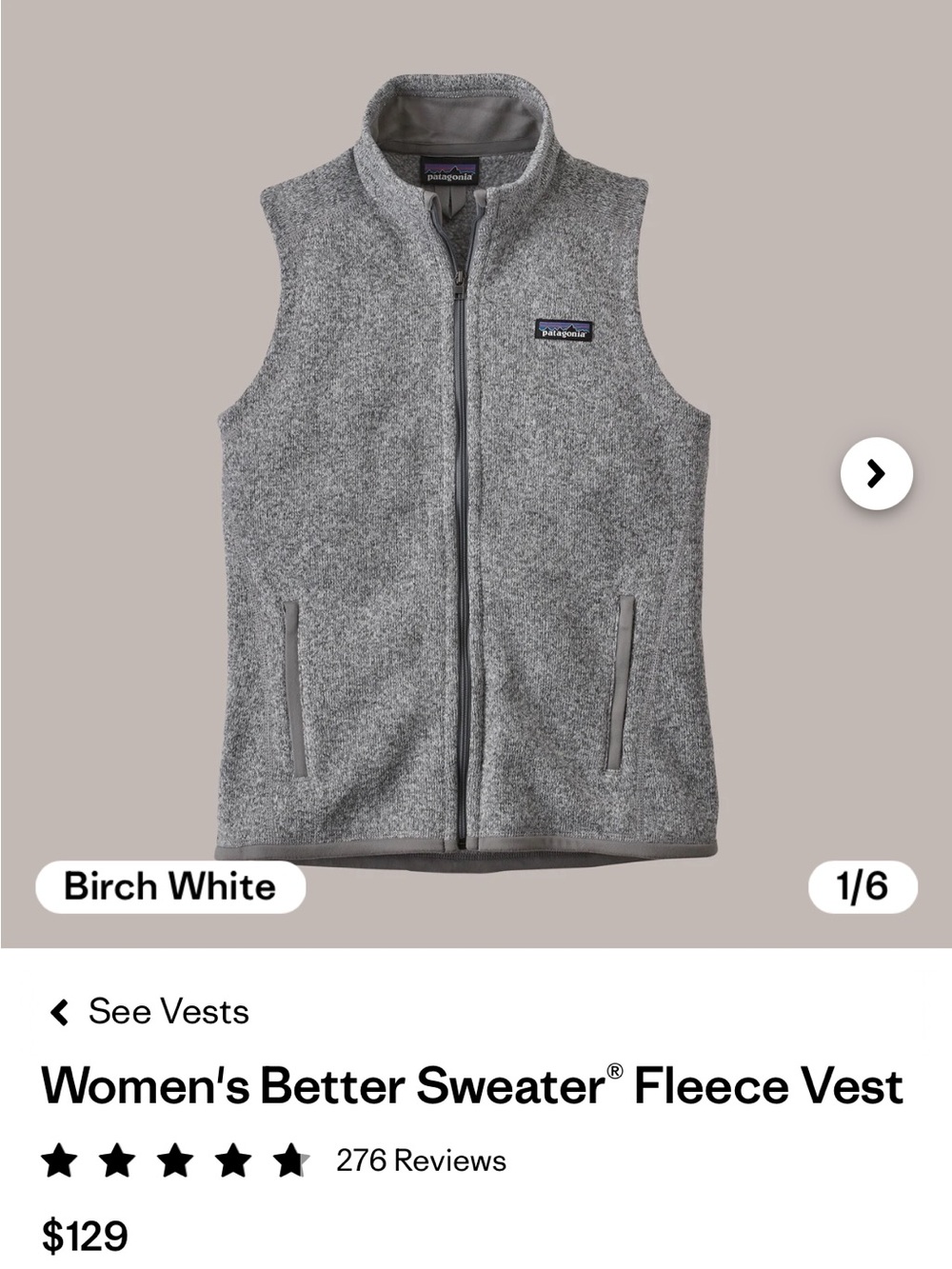 Patagonia Women's Better Sweater Fleece Vest - Light Gray - Picture 2 of 5